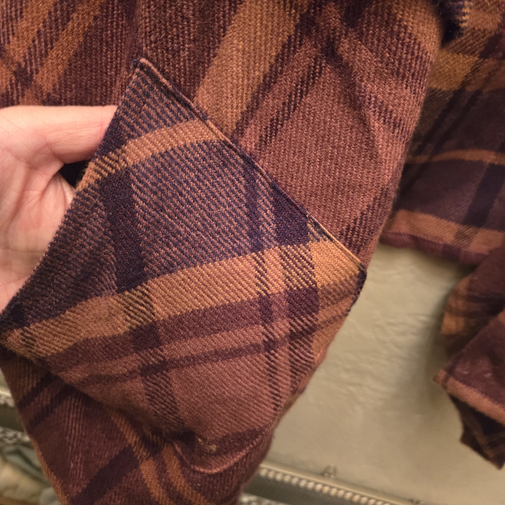 ❤️‍🔥Natural Reflections Plaid Drape Vest | Brown Rust Academia Cozy Layer - Picture 6 of 9